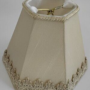 Lamp Shade Upholstery Material with Gimp Braided Trim Antique White Small